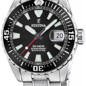Festina Herrklocka F20669-3 Diver Svart/Stål ⌀44 mm