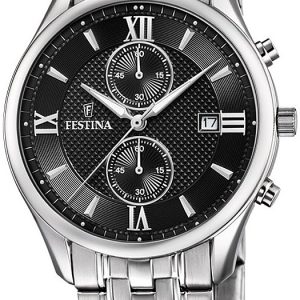 Festina Herrklocka F6854-8 Timeless Svart/Stål ⌀42 mm