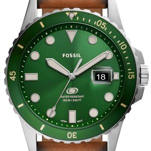 Fossil Herrklocka FS5946 Blue Grön/Läder ⌀42 mm
