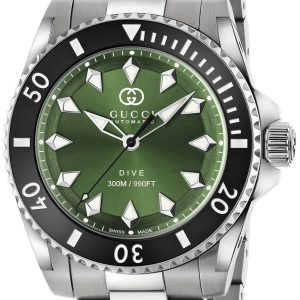 Gucci Herrklocka YA136363 Dive Grön/Stål ⌀40 mm