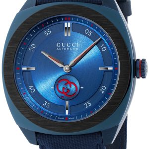 Gucci Herrklocka YA142331 Interlocking Blå/Gummi