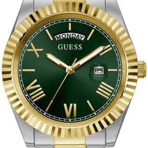 Guess Herrklocka GW0265G8 Connoisseur Grön/Gulguldtonat stål Ø42 mm