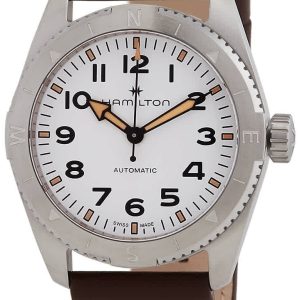 Hamilton Herrklocka H70225510 Khaki Field Vit/Läder ⌀37 mm