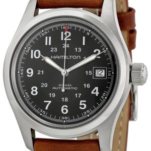 Hamilton Herrklocka H70455533 Khaki Field Svart/Läder ⌀38 mm
