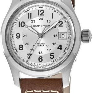 Hamilton Herrklocka H70455553 Khaki Field Silverfärgad/Läder ⌀38 mm