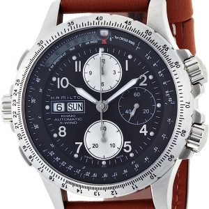 Hamilton Herrklocka H77616533 Khaki X-Wind Svart/Läder ⌀44 mm