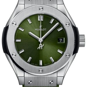 Hublot Damklocka 591.NX.8970.RX Classic Fusion Grön/Gummi ⌀29 mm