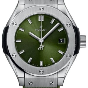 Hublot Damklocka 591.NX.8970.RX Classic Fusion Grön/Gummi ⌀29 mm
