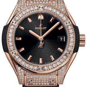 Hublot Damklocka 591.OX.1480.RX.1604 Classic Fusion Svart/Gummi Ø29