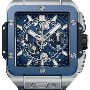 Hublot Herrklocka 821.NL.5170.RX Square Bang Unico Blå/Gummi Ø42 mm