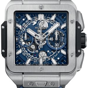 Hublot Herrklocka 821.NX.5170.RX Square Bang Unico Blå/Gummi Ø42 mm
