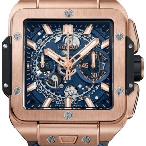Hublot Herrklocka 821.OX.5180.RX Square Bang Unico Blå/Gummi Ø42 mm