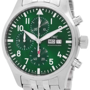 IWC Herrklocka IW378006 Pilots Grön/Stål Ø43 mm