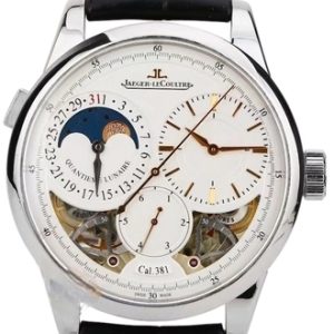 Jaeger LeCoultre Herrklocka 6043420 Duometre Silverfärgad/Läder