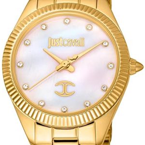 Just Cavalli Damklocka JC1L267M0055 Dress Vit/Gulguldtonat stål Ø30