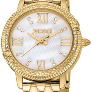 Just Cavalli Damklocka JC1L276M0055 Fidenza Vit/Gulguldtonat stål