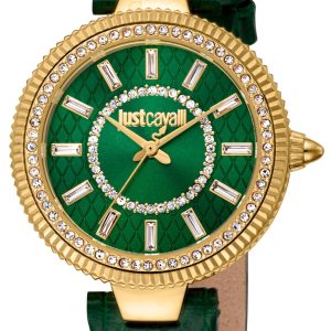 Just Cavalli Damklocka JC1L308L0025 Glam Chic Grön/Läder Ø30 mm