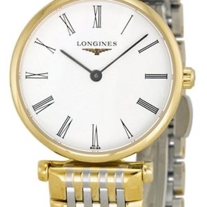 Longines Damklocka L4.209.2.11.7 Grande Classique Vit/Gulguldtonat
