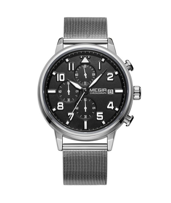 megir chrono pilot silver