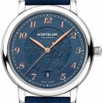 montblanc herrklocka 129628 star legacy blå/läder ø39 mm