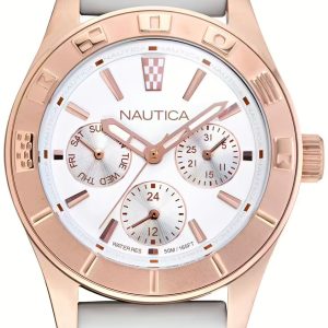 Nautica Damklocka NAPPBS034 Pacific Beach Vit/Gummi ⌀36 mm