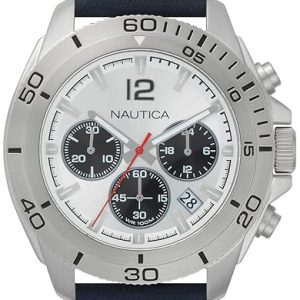 Nautica Herrklocka NAPADR001 Andover Silverfärgad/Läder ⌀45 mm