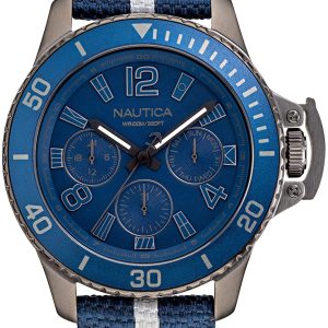 Nautica Herrklocka NAPBSF919 Blå/Läder ⌀45 mm
