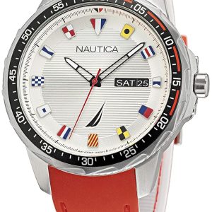 Nautica Herrklocka NAPCLF002 Coba Lake Silverfärgad/Gummi ⌀48 mm