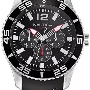 Nautica Herrklocka NAPLECR11 Long Beach Svart/Gummi ⌀44 mm