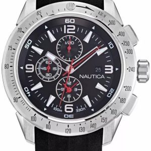 Nautica Herrklocka NAPLECR15 Long Beach Svart/Gummi ⌀44 mm