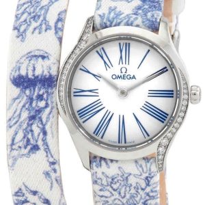 Omega Damklocka 428.17.26.60.04.001 De Ville Mini Tresor Vit/Läder