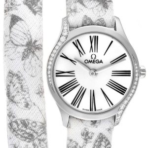 Omega Damklocka 428.17.26.60.04.002 De Ville Mini Tresor Vit/Läder