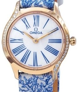 Omega Damklocka 428.57.26.60.04.001 De Ville Mini Tresor Vit/Läder