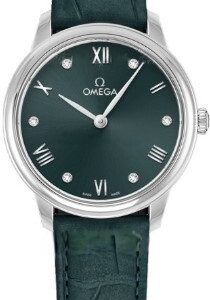 Omega Damklocka 434.13.28.60.60.001 De Ville Prestige Grön/Läder