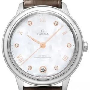 Omega Damklocka 434.13.34.20.55.001 De Ville Prestige Vit/Läder Ø34