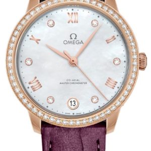 Omega Damklocka 434.58.34.20.55.001 De Ville Prestige Vit/Läder Ø34