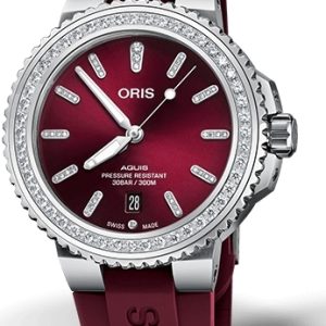 Oris Damklocka 01 733 7766 4998-07 4 22 68FC Aquis Röd/Gummi Ø41.5
