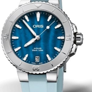 Oris Damklocka 01 733 7770 4155-07 4 18 65FC Aquis Blå/Gummi ⌀36.5
