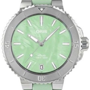Oris Damklocka 01 733 7770 4157-07 4 18 67FC Aquis Grön/Gummi Ø36.5