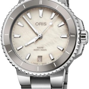 Oris Damklocka 01 733 7792 4151-07 8 19 05P Aquis Vit/Stål ⌀36.5 mm