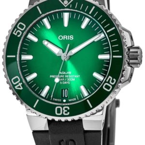 Oris Herrklocka 01 400 7763 4157-07 4 24 74EB Aquis Grön/Gummi
