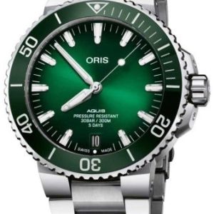 Oris Herrklocka 01 400 7763 4157-07 8 24 09PEB Aquis Grön/Stål