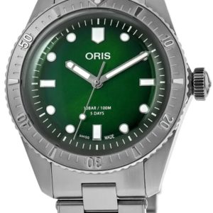 Oris Herrklocka 01 400 7774 4057-07 8 19 18 Divers Grön/Stål Ø38 mm