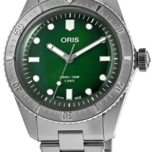 Oris Herrklocka 01 400 7774 4057-07 8 19 18 Divers Grön/Stål Ø38 mm