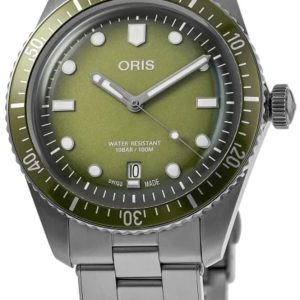 Oris Herrklocka 01 733 7707 4057-07 8 20 18 Divers Grön/Stål Ø40 mm