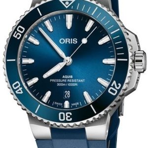 Oris Herrklocka 01 733 7787 4135-07 4 22 35FC Aquis Blå/Gummi Ø41.5