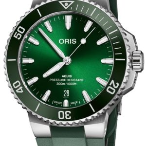 Oris Herrklocka 01 733 7787 4157-07 4 22 37FC Aquis Grön/Gummi
