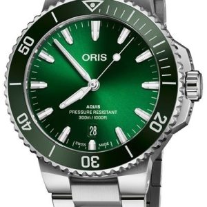 Oris Herrklocka 01 733 7787 4157-07 8 22 04PEB Aquis Grön/Stål