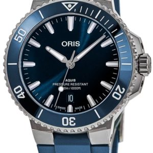 Oris Herrklocka 01 733 7789 4135-07 4 23 35FC Aquis Blå/Gummi Ø43.5