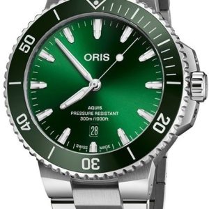 Oris Herrklocka 01 733 7789 4157-07 8 23 04PEB Aquis Grön/Stål